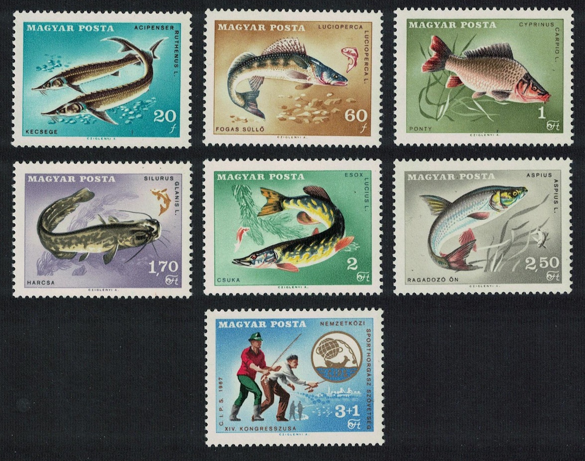 Hungary Fish Angling Game Fishing 7v 1967 MNH SG#2296-2302