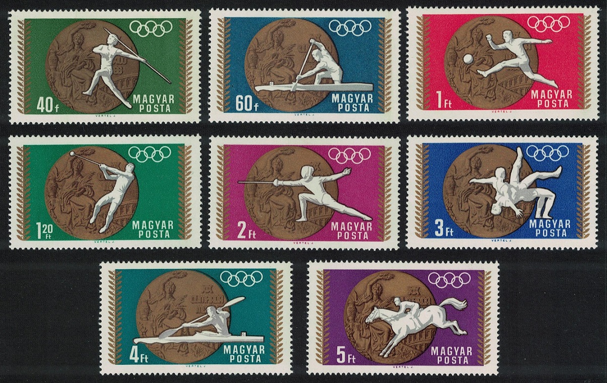 Hungary Football Canoe Wrestling Olympic Gold Medal Winners 8v 1969 MNH SG#2422-2429