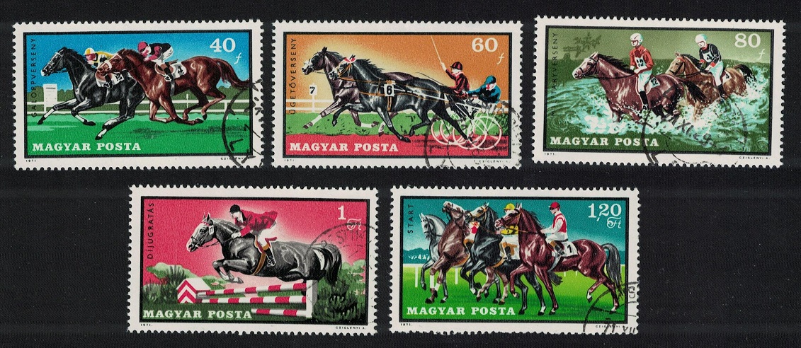 Hungary Horses Equestrian Sport 5v 1971 Canc SG#2620-2624 MI#2703A-2707A