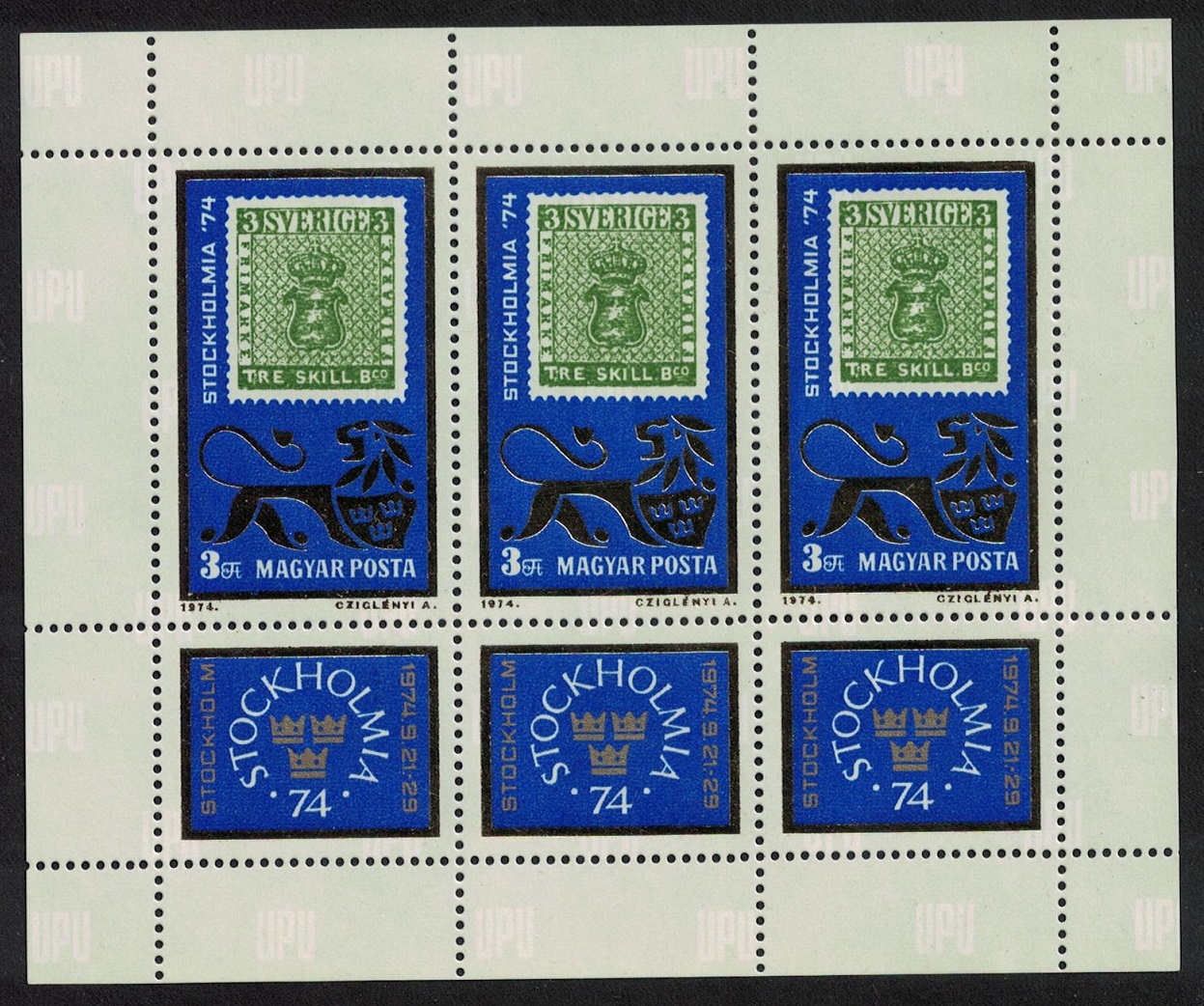 Hungary Stockholmia 74 Stamp Exhibition Sheetlet 1974 MNH SG#2908