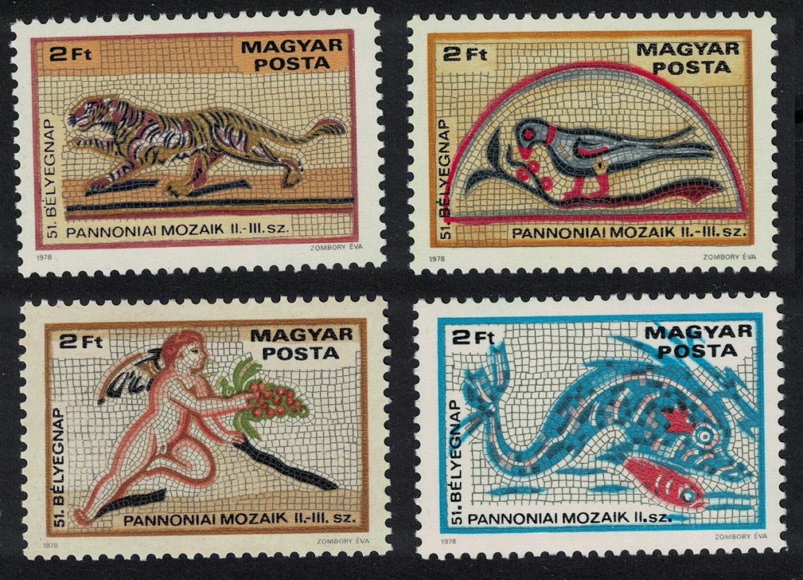 Hungary Roman Mosaics Stamp Day 4v 1978 MNH SG#3205-3208