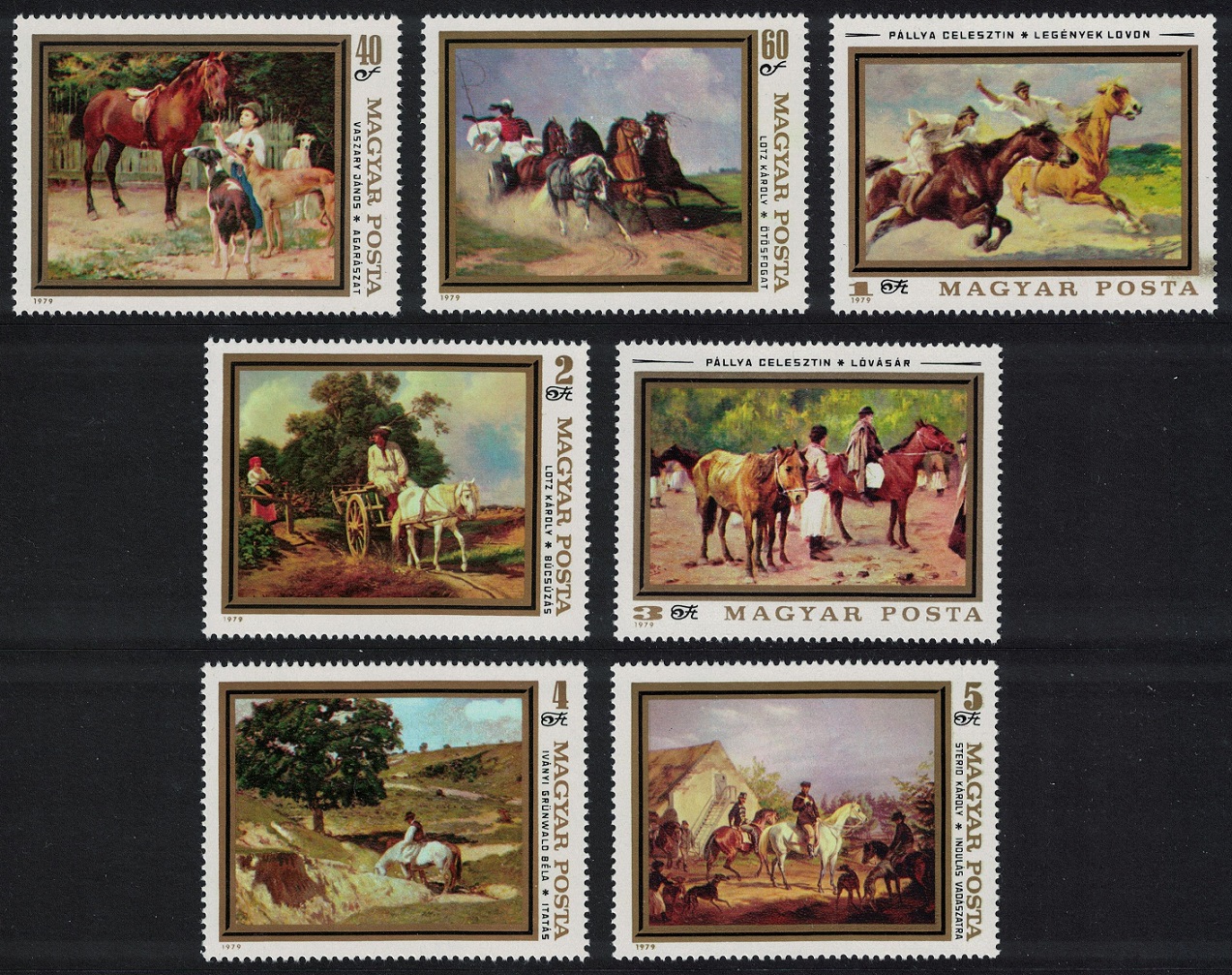 Hungary Animal Paintings Horses Dogs 7v 1979 MNH SG#3256-3262