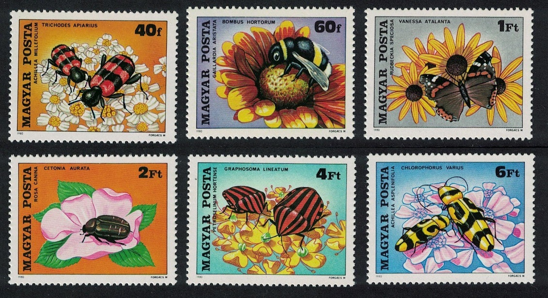 Hungary Bees Beetles Pollination 6v 1980 MNH SG#3295-3300