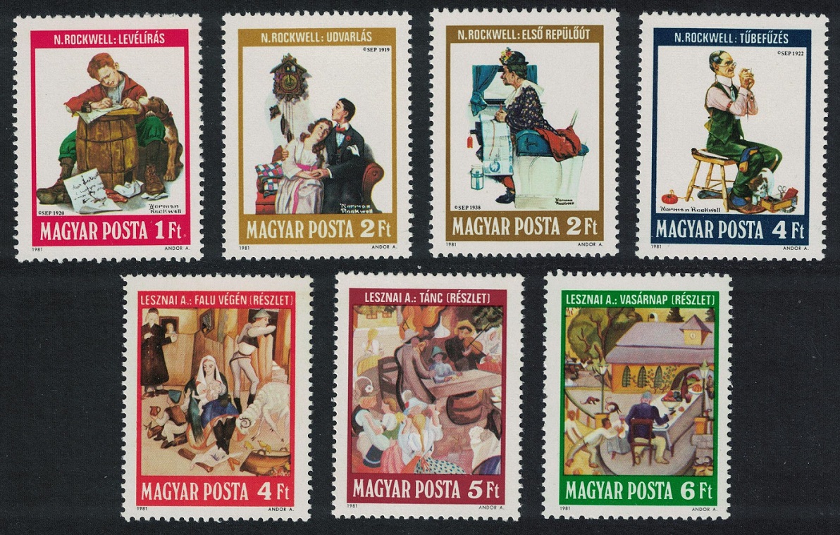 Hungary Illustrations by Norman Rockwell and Anna Lesznai 7v 1981 MNH SG#3409-3415