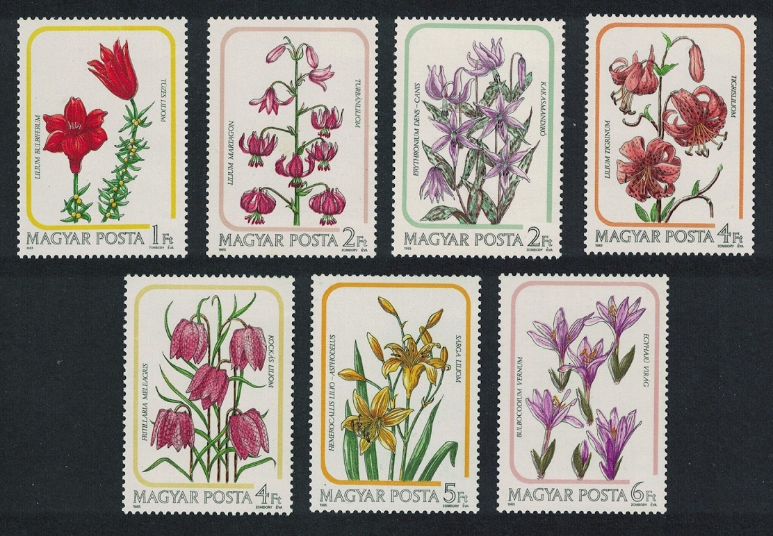 Hungary Lily Family Flowers 7v 1985 MNH SG#3663-3669 MI#3788-3794