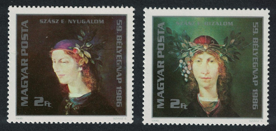 Hungary Paintings by Endre Szasz Stamp Day 2v 1986 MNH SG#3710-3711