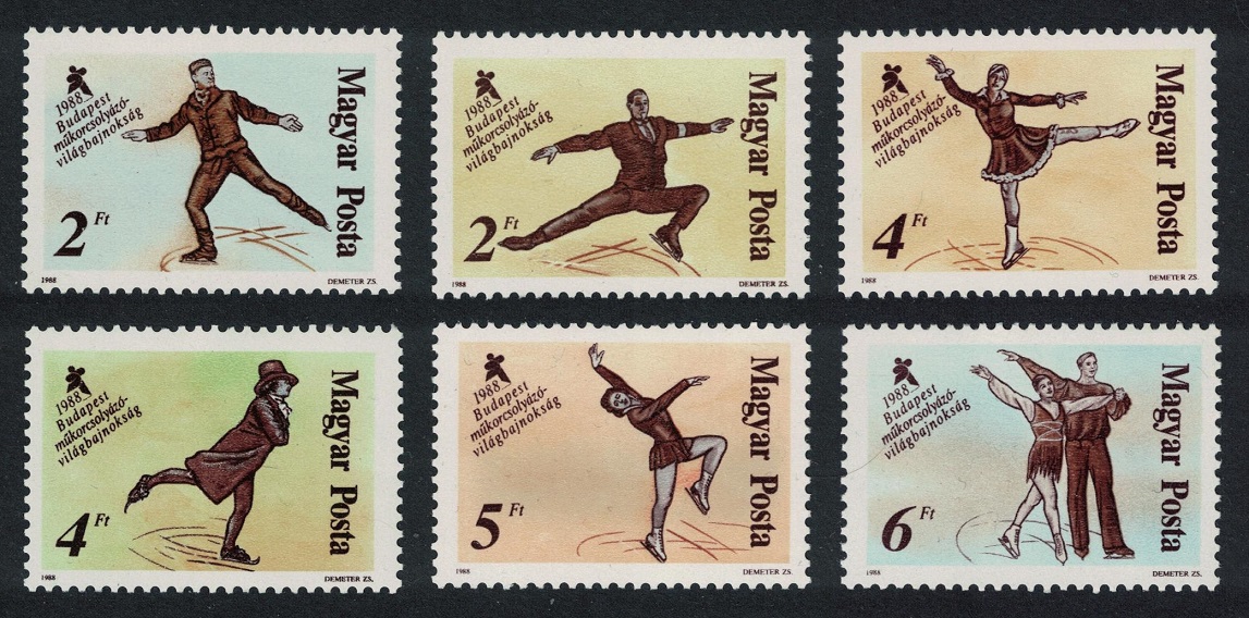 Hungary World Figure Skating Championships 6v 1988 MNH SG#3825-3830