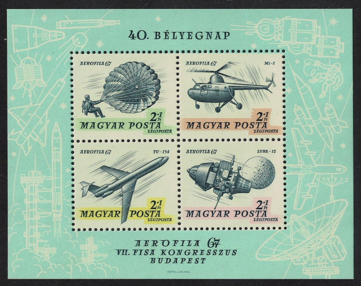 Hungary Modern Parachuting Helicopters Zeppelins MS 1967 MNH SG#MS2272