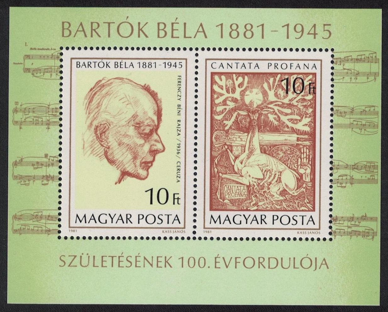 Hungary Birth Centenary of Bela Bartok composer MS 1981 MNH SG#MS3373