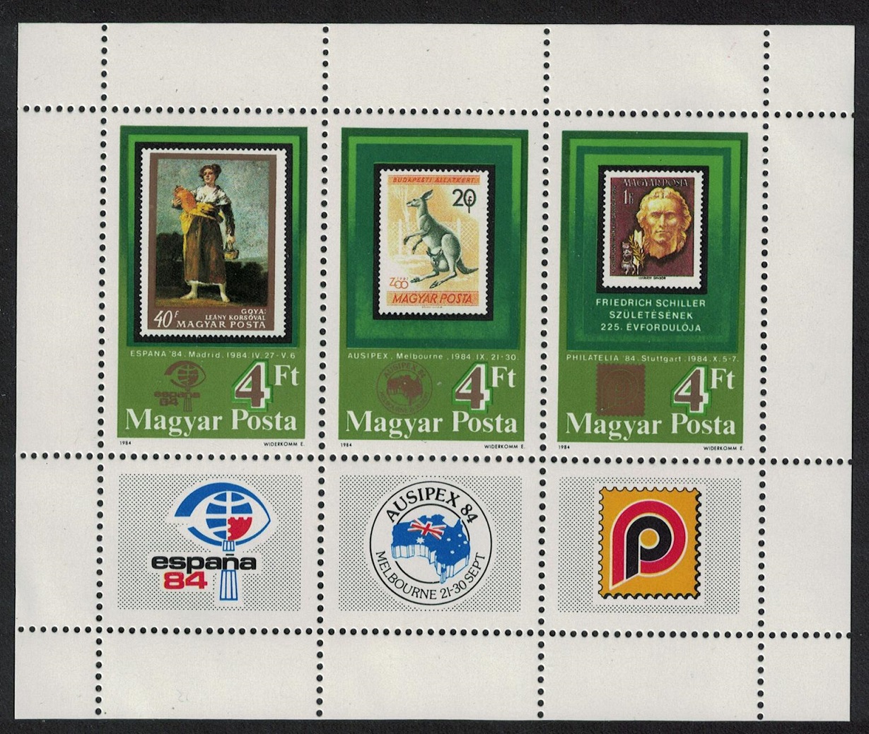 Hungary Painting Kangaroo International Stamp Exhibitions MS 1984 MNH SG#MS3547 MI#Block 171A