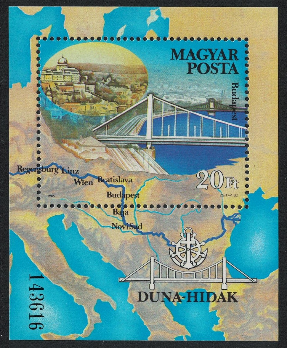 Hungary Danube Bridges MS 1985 MNH SG#MS3615