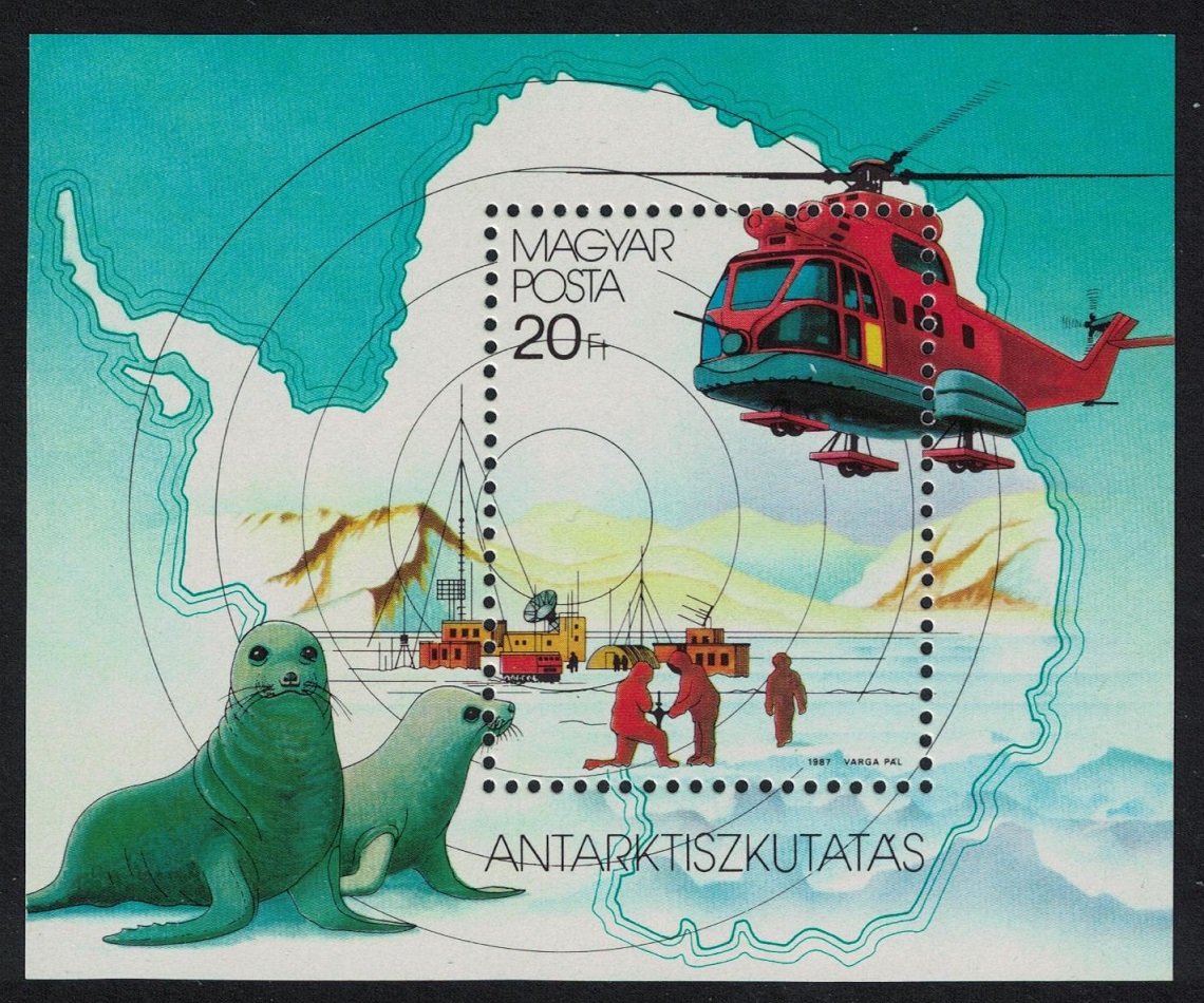 Hungary Seals Explorers Helicopter Antarctic Exploration MS 1987 MNH SG#MS3789