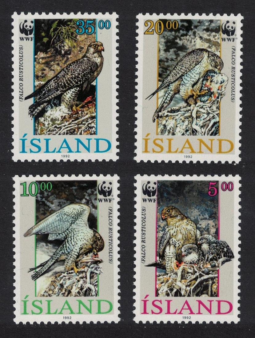 Iceland WWF Birds Gyrfalcon 4v 1992 MNH SG#798-801 MI#776-779 Sc#762-765