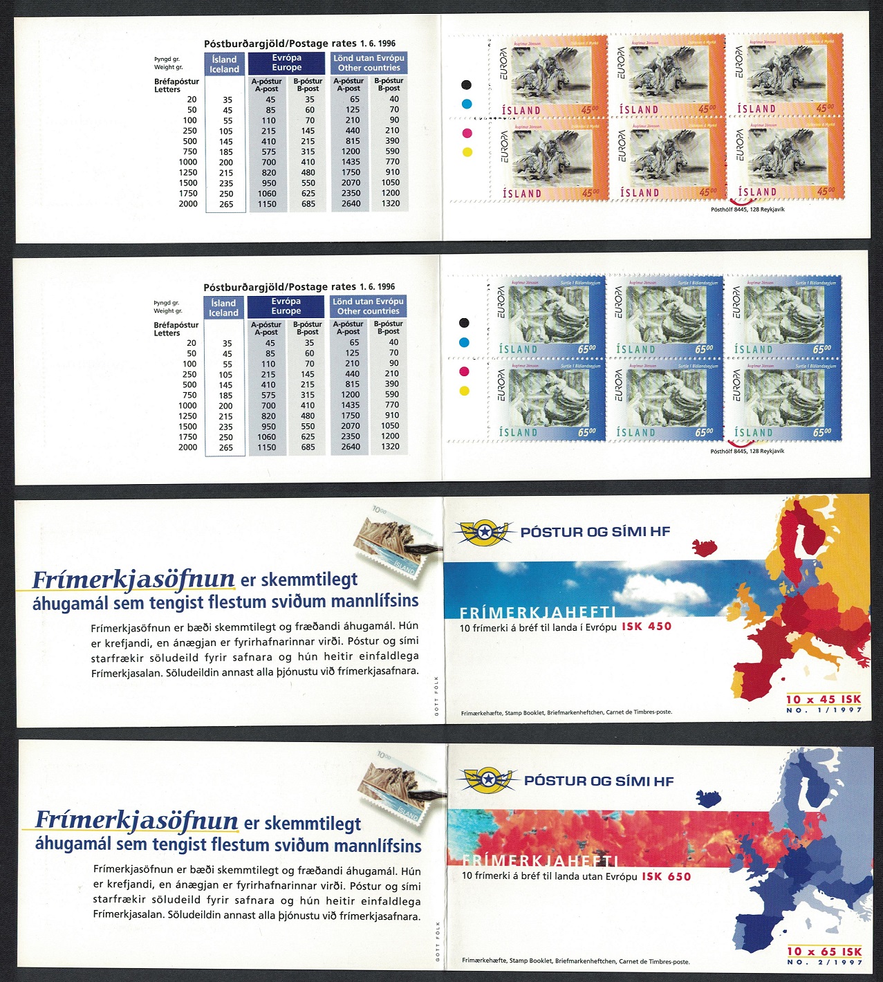 Iceland Europe CEPT Tales and Legends 2 Booklets 1997 MNH SG#885-886