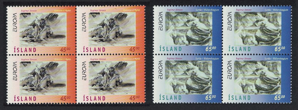 Iceland Europe CEPT Tales and Legends 2v Blocks of 4 1997 MNH SG#885-886