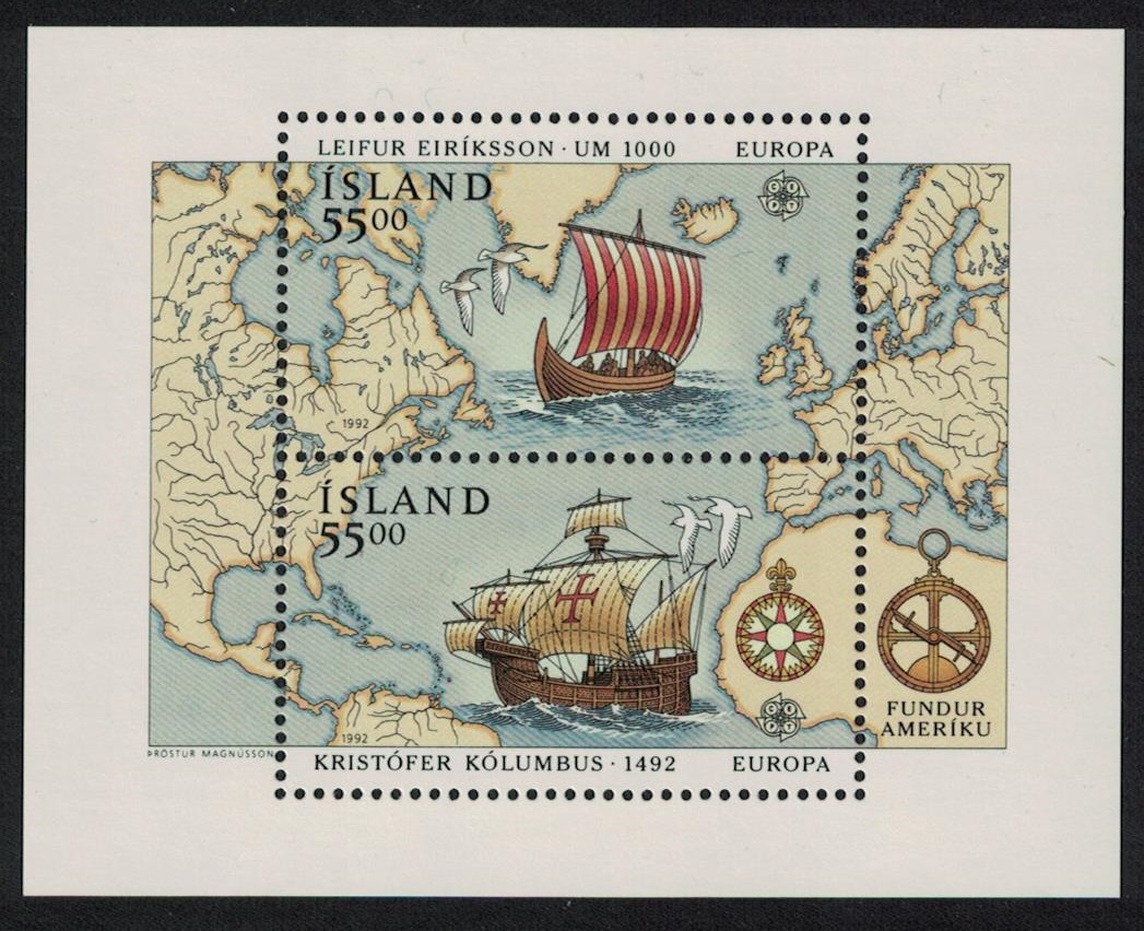 Iceland 500th Anniversary of Discovery of America by Columbus MS 1992 MNH SG#MS787