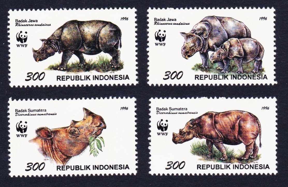 Indonesia WWF Rhinoceros 4v 1996 MNH SG#2267-2270 MI#1648-1651 Sc#1673 a-d