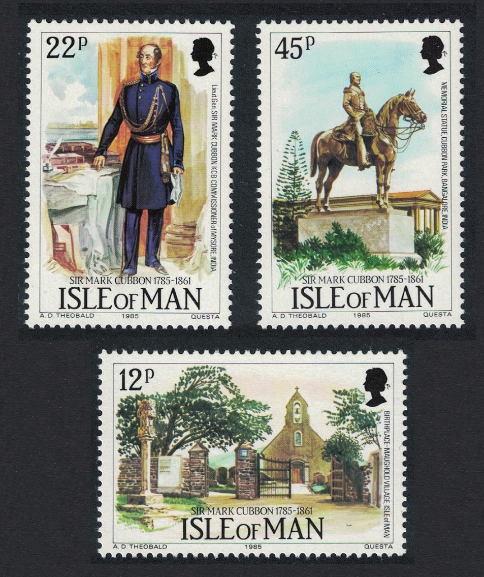 Isle of Man Lieutenant General Sir Mark Cubbon 3v 1985 MNH SG#300-302 Sc#291-293