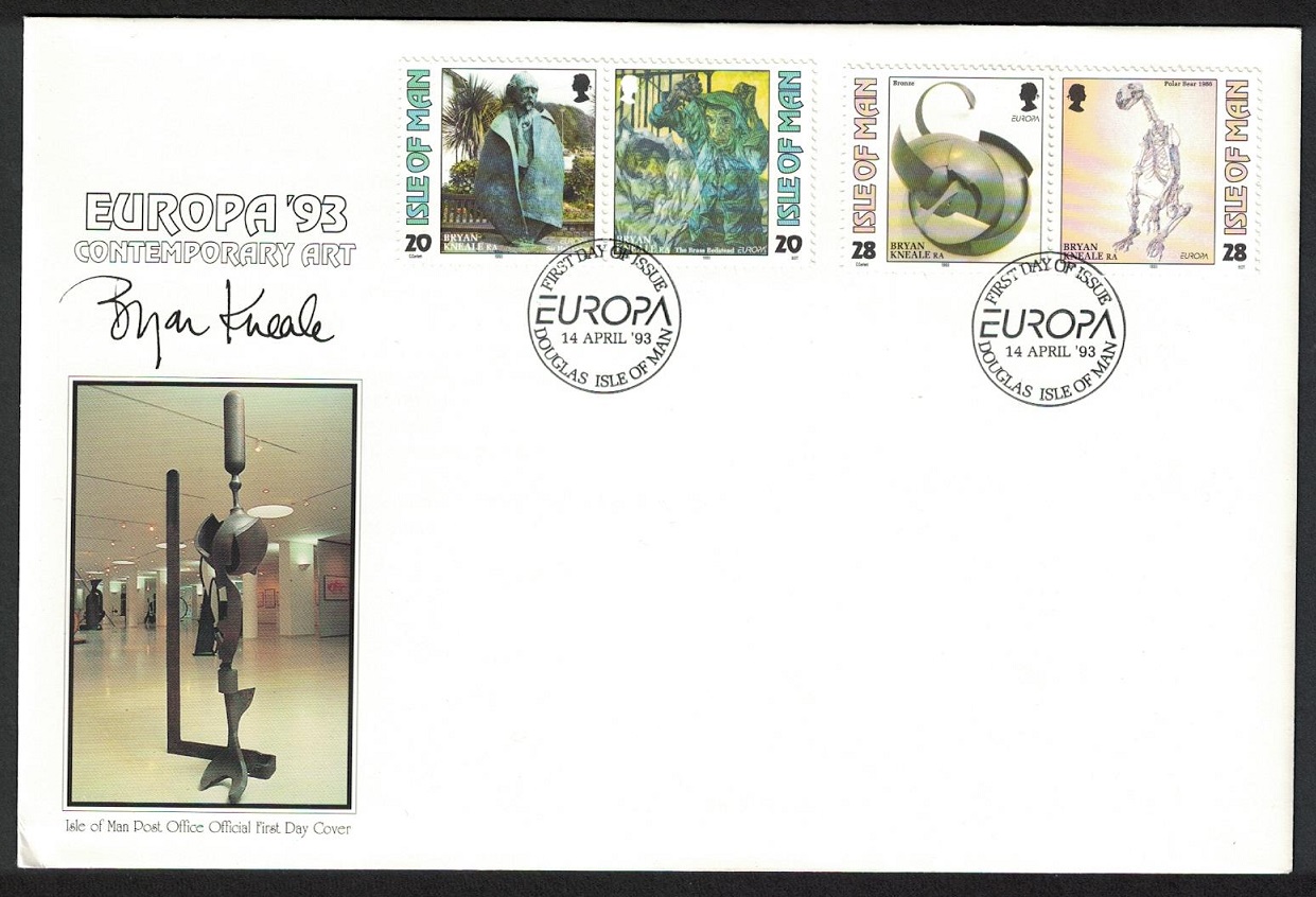 Isle of Man Painting Statue Sculpture Europa Contemporary Art FDC 1993 SG#563-566