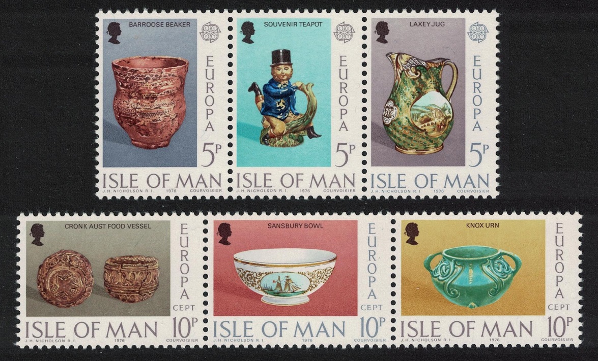 Isle of Man Europa Ceramic Art 6v in strips 1976 MNH SG#84-89 Sc#86-91