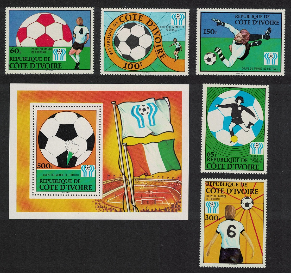 Ivory Coast World Cup Football Championship Argentina 5v+MS 1978 MNH SG#540-MS545 MI#552-556+Block 12