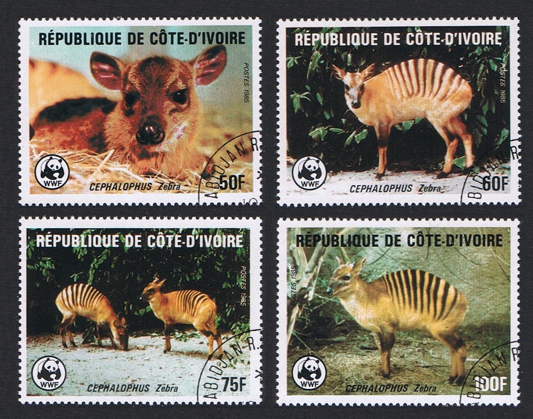 Ivory Coast WWF Zebra Duiker 4v 1985 CTO SG#867-870 MI#881-884 Sc#764-767