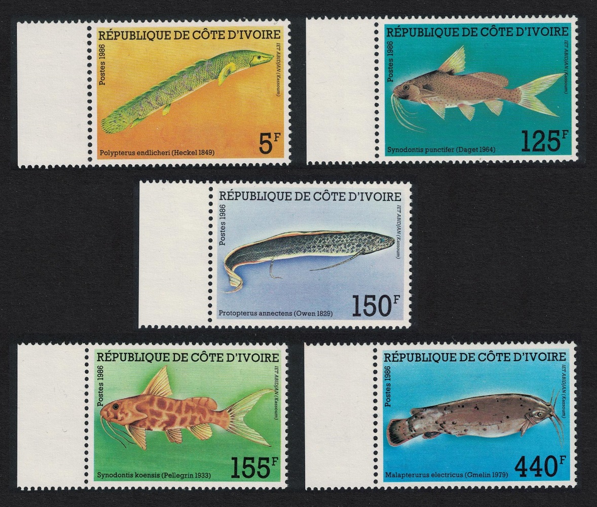 Ivory Coast Fish 5v Margins 1986 MNH SG#907-911