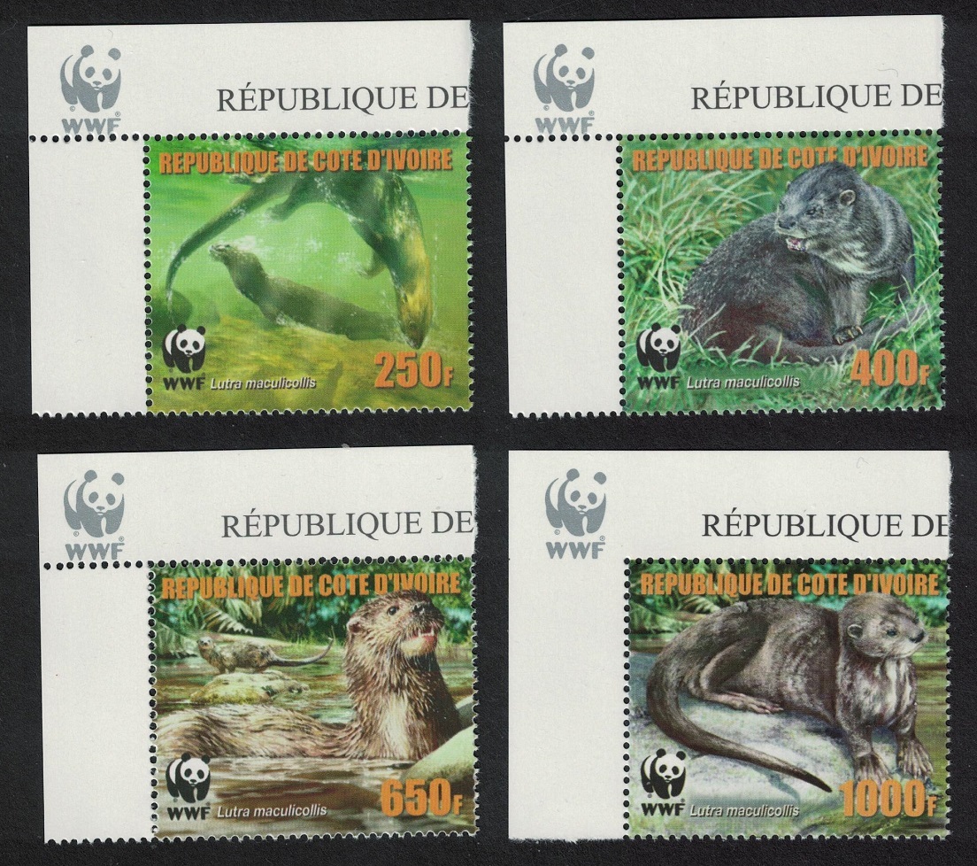 Ivory Coast WWF Speckle-throated Otter 4v Reprint Corners 2005 MNH MI#1353-1356B