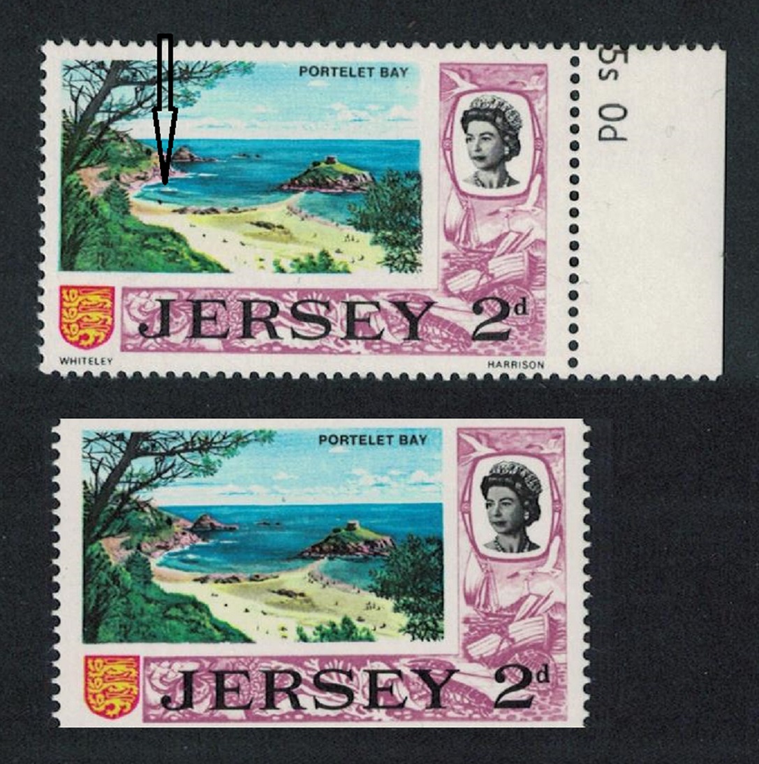 Jersey Portelet Bay 2d Extra Visitor VARIETY RAR 1969 MNH SG#17var