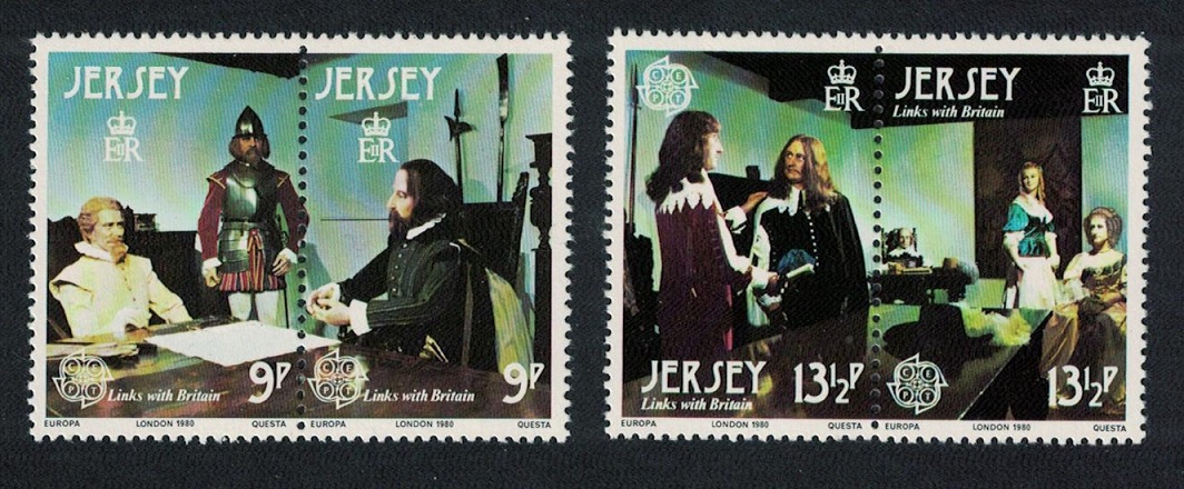 Jersey Europa CEPT 1980 Personalities inks with Britain 2 pairs 1980 MNH SG#226-229