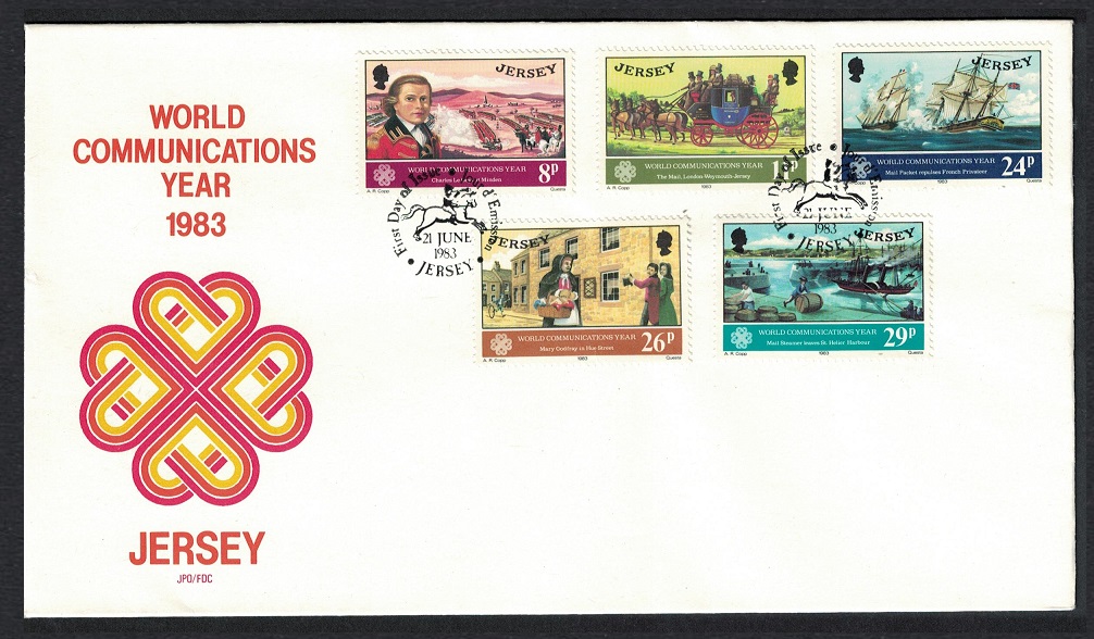 Jersey Horses Coach Ship World Communications Year FDC 1983 SG#314-318