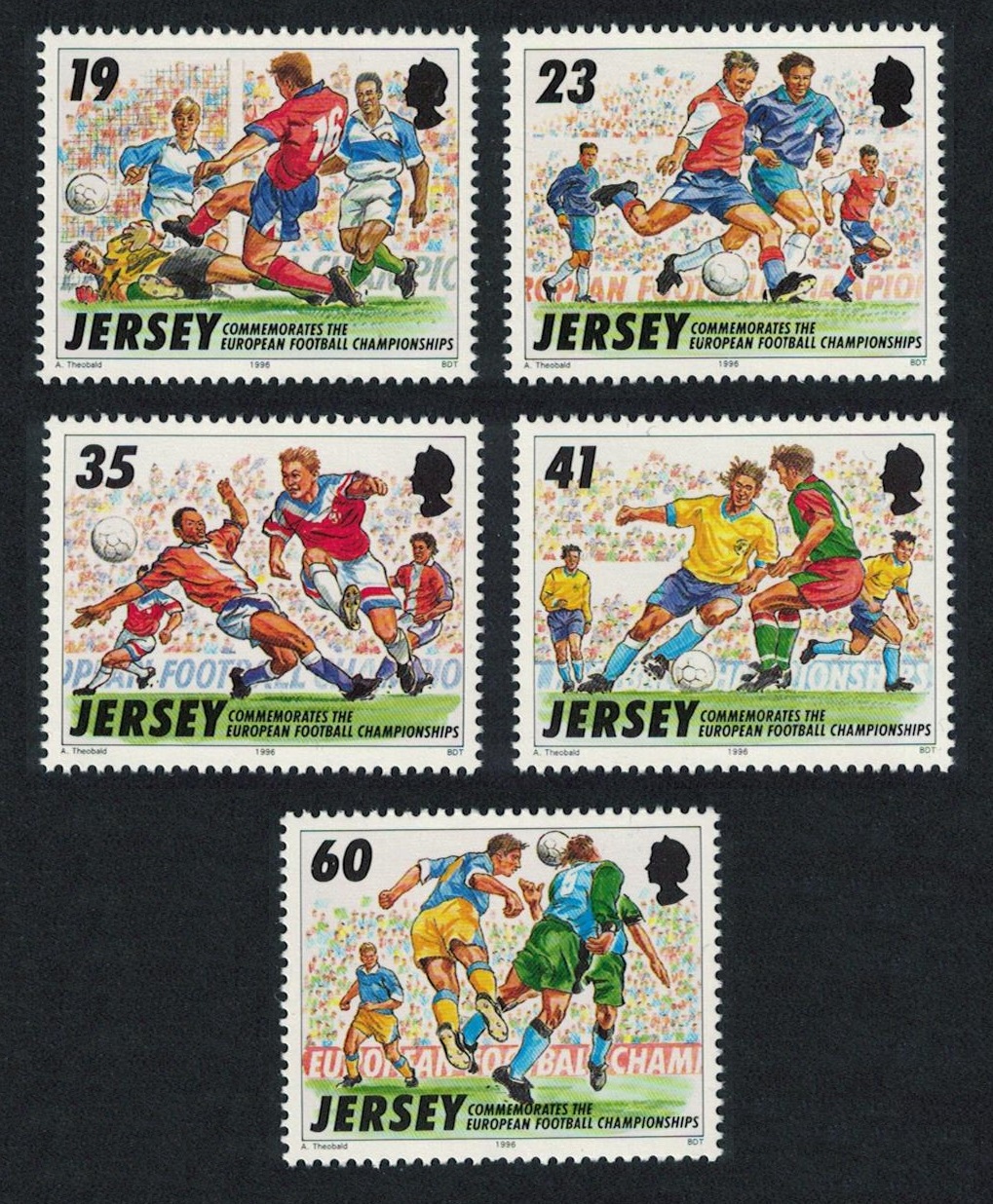 Jersey European Football Championship England 5v 1996 MNH SG#741-745