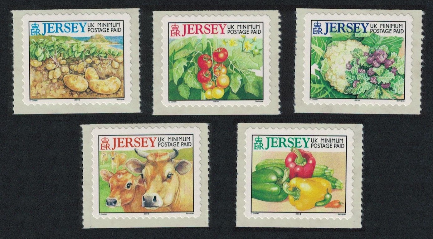 Jersey Cows and Farm Products 5v self-adhesive Imprint &#39;2005&#39; MNH SG#985d-998d