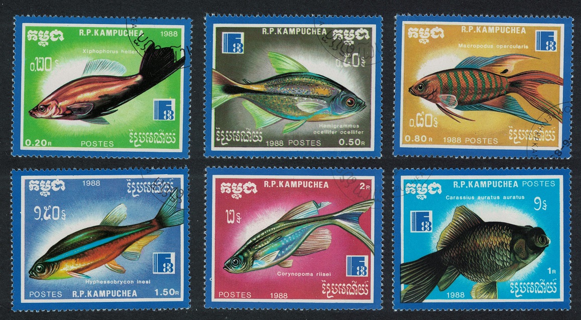 Kampuchea Tropical Fish 6v 1988 CTO SG#907-912