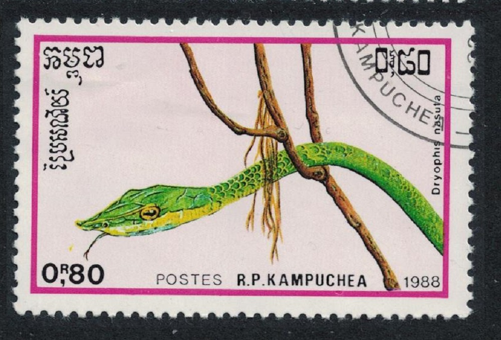 Kampuchea Long-nosed vine snake 1988 CTO SG#938