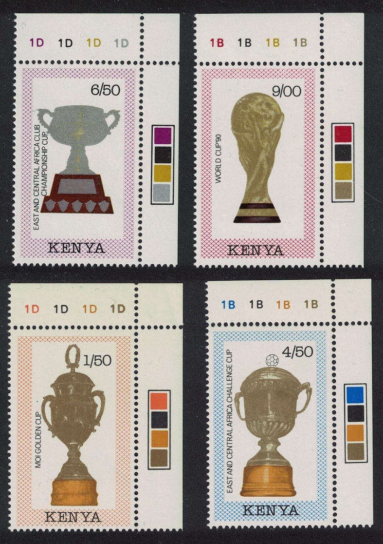 Kenya World Cup Football Trophies 4v Corners 1990 MNH SG#530-533