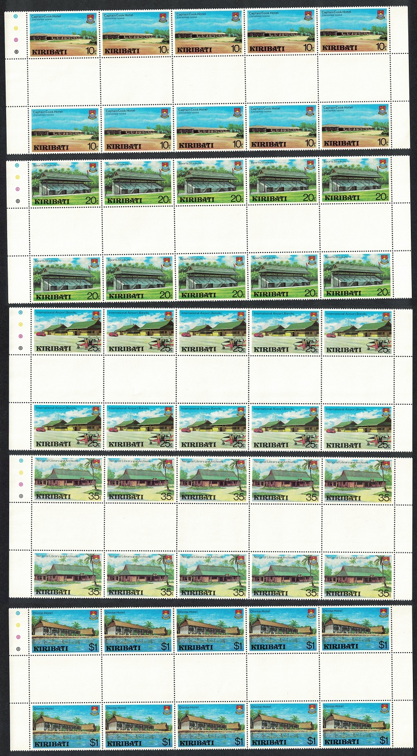 Kiribati Captain Cook Hotel Aircraft Development 5v Full Gutter Strips 1980 MNH SG#136-140 Sc#360-364