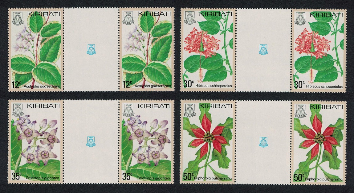 Kiribati Flowers 4v Gutter Pair 1981 MNH SG#141-144 Sc#365-368