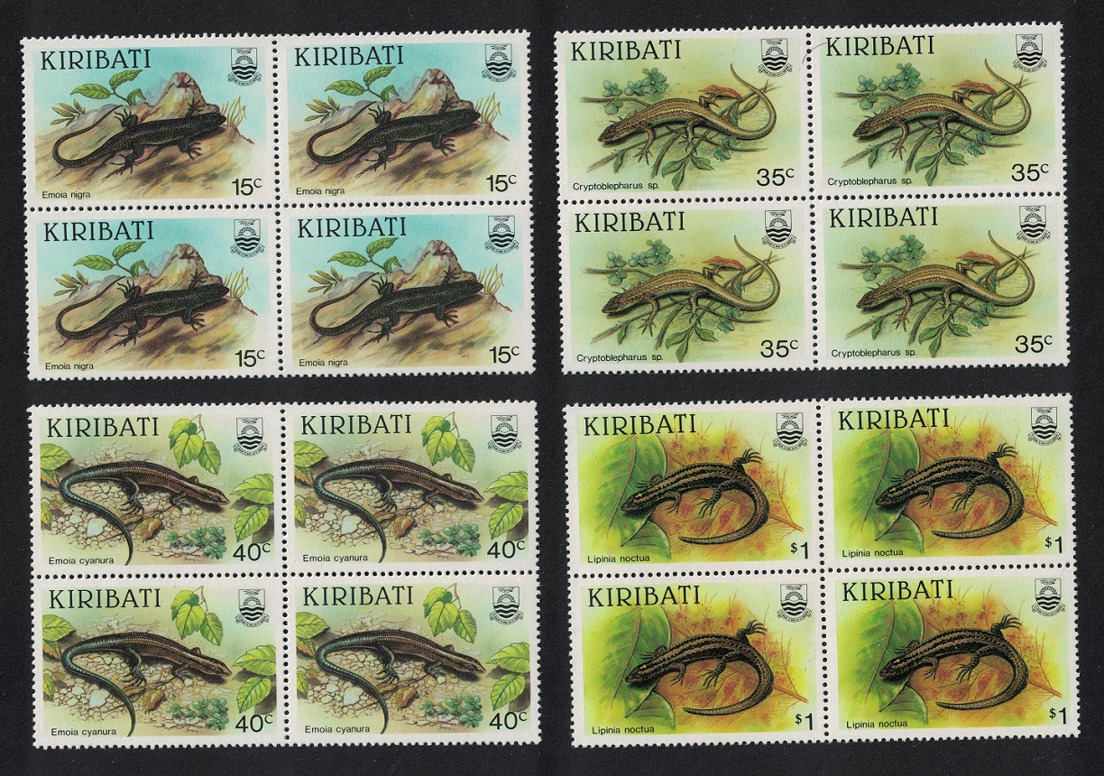 Kiribati Skinks Lizards Fauna 4v Blocks of 4 1987 MNH SG#274-277 Sc#491-494