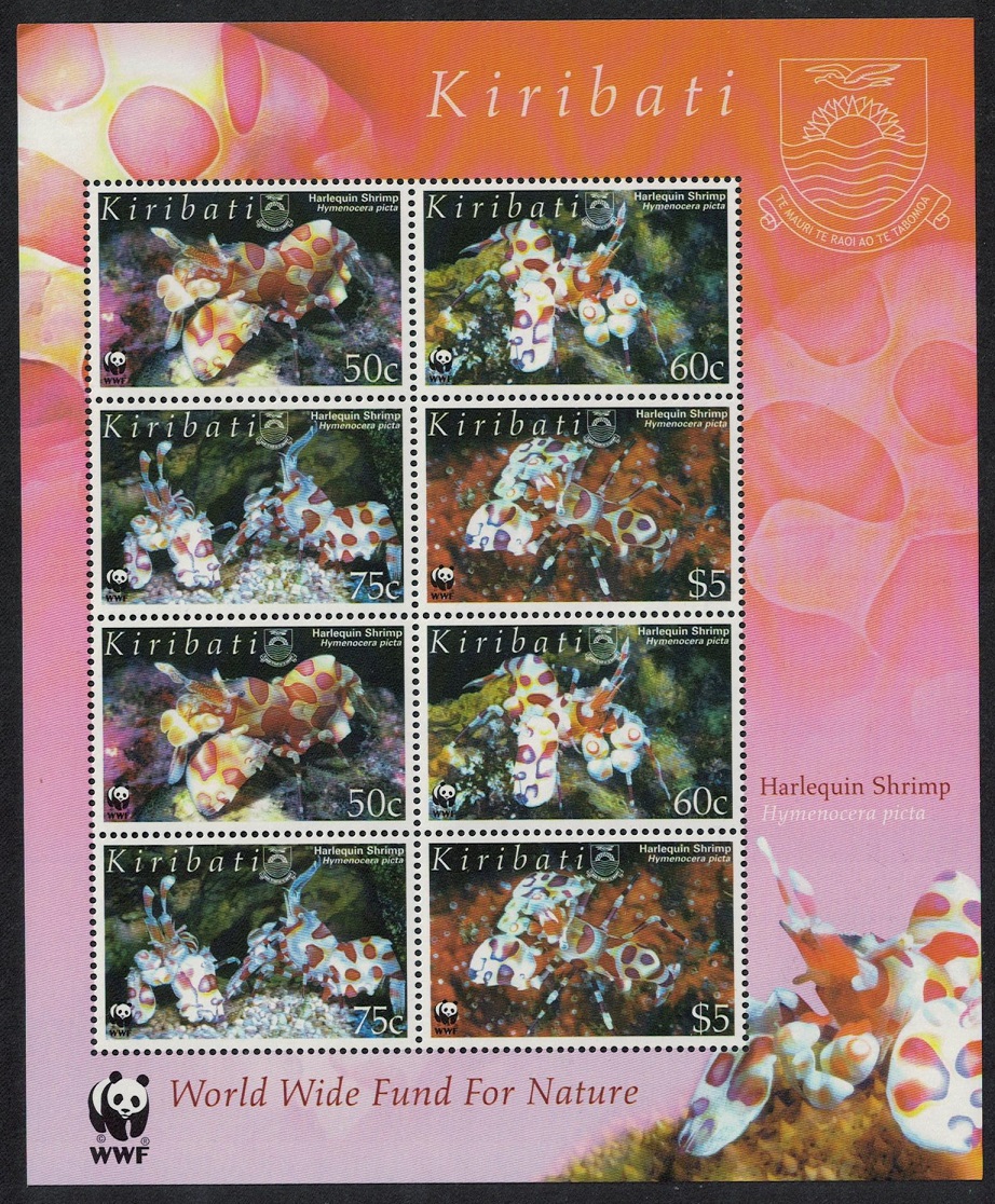 Kiribati WWF Harlequin Shrimp Sheetlet of 2 sets 2005 MNH SG#746-749 MI#983-986 Sc#875-878