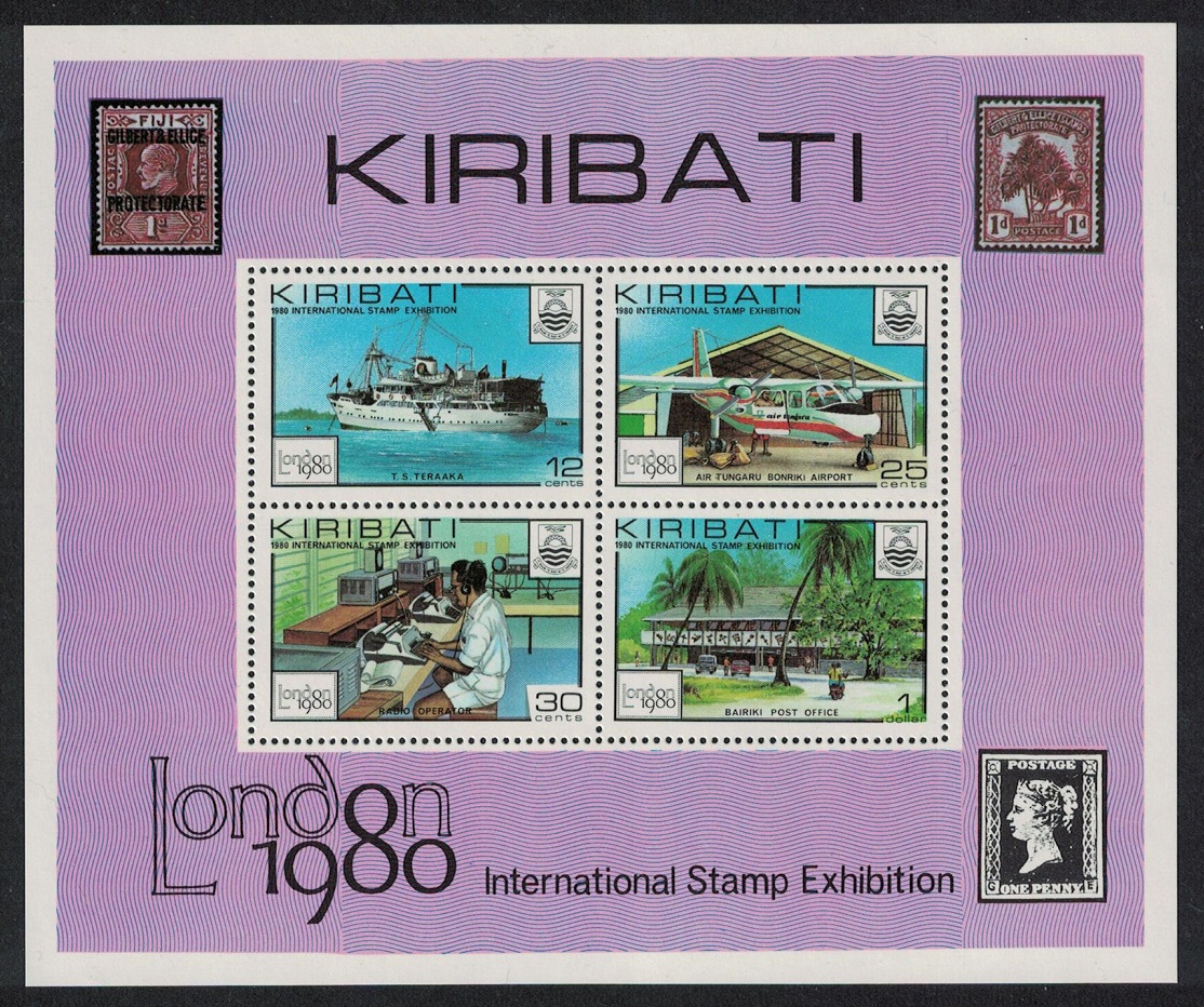 Kiribati Ship Aircraft &#39;London 1980&#39; Stamp Exhibition MS 1980 MNH SG#MS116 Sc#355a