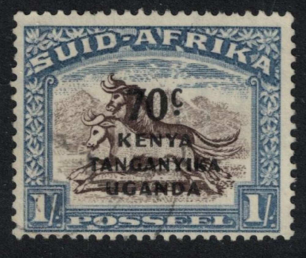 Kenya-Uganda-Tanganyika Black and Blue Wildebeest Wild Animals T1 1941 Canc SG#154