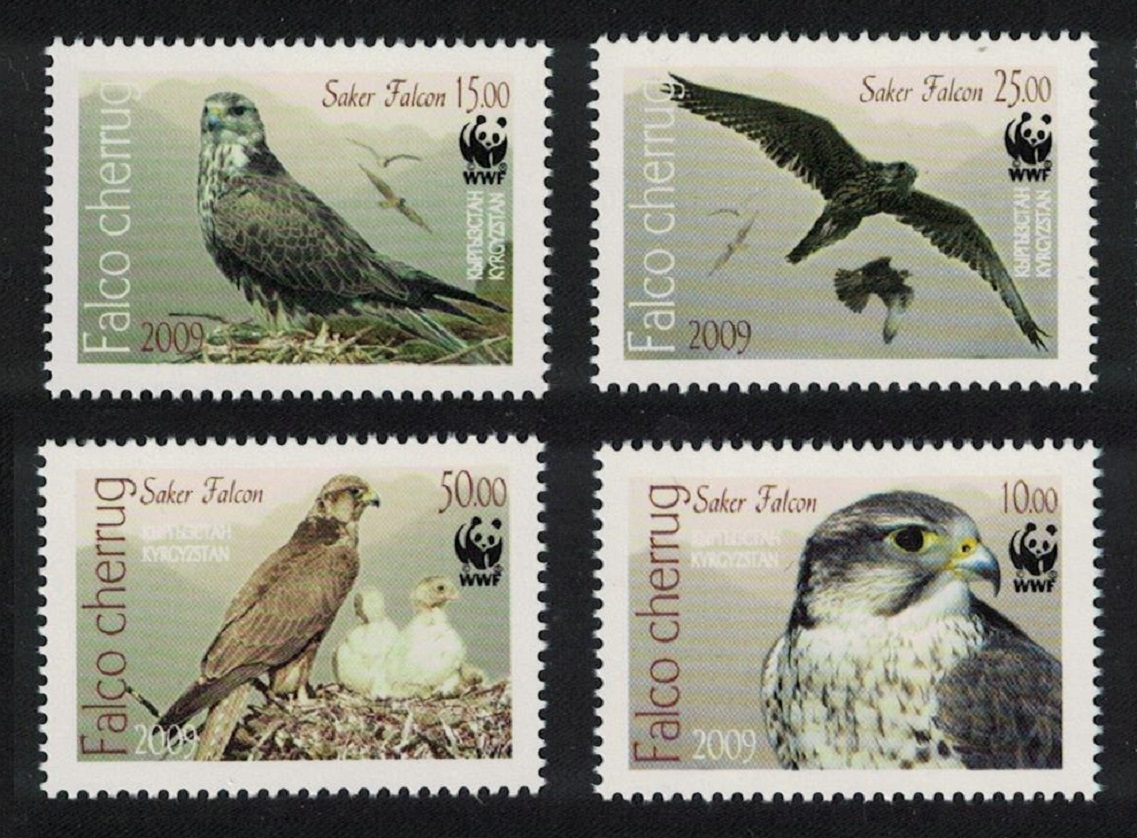 Kyrgyzstan WWF Saker Falcon Birds Endangered Species 4v 2009 MNH SG#430-433