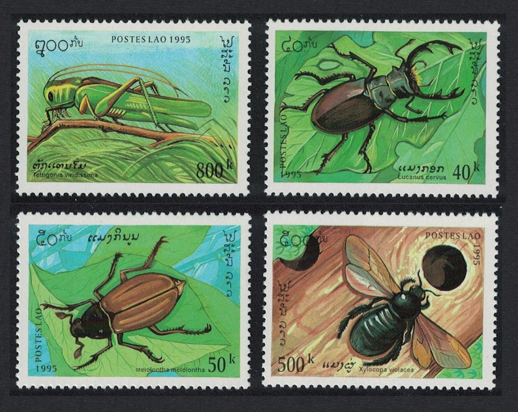 Laos Beetles Grasshopper Insects 4v 1885 MNH SG#1467-1470 Sc#1243-1246