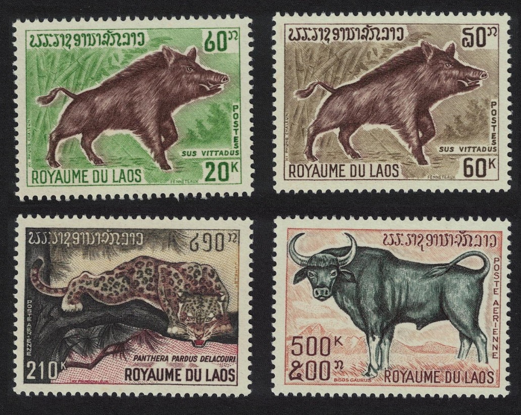 Laos Boar Leopard Gaur Wild Animals 4v 1970 MNH SG#300-303 MI#291-294