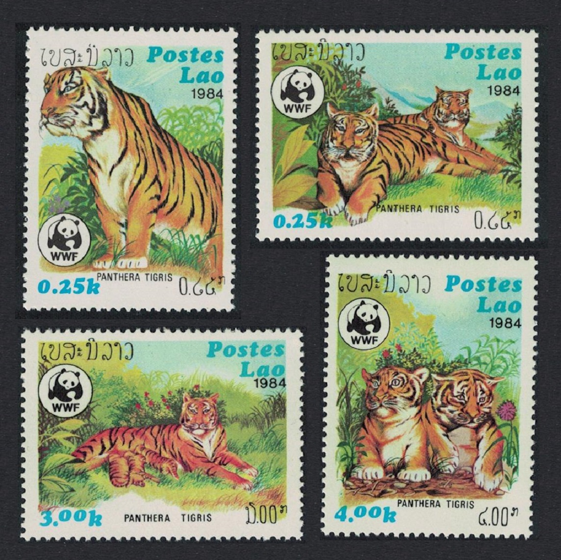 Laos WWF Tiger 4v 1984 MNH SG#704-707 MI#706-709 Sc#517-520