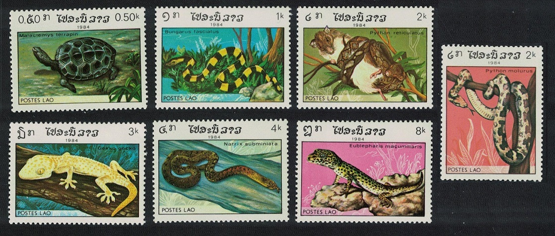 Laos Terrapin Python Gecko Snake Reptiles 7v 1984 MNH SG#771-777 Sc#584-590