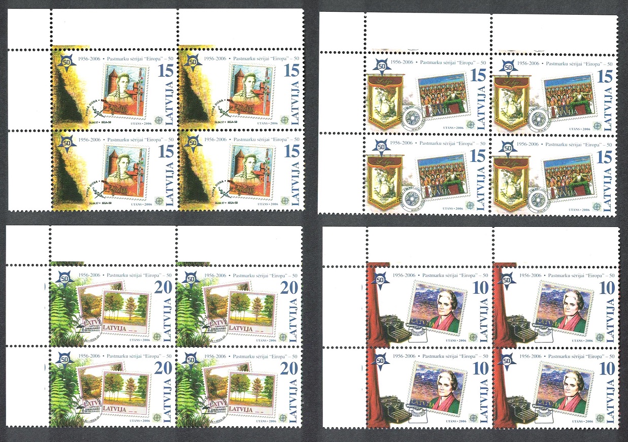 Latvia Europa CEPT stamps 4v Corner Blocks of 4 2006 MNH SG#654-657