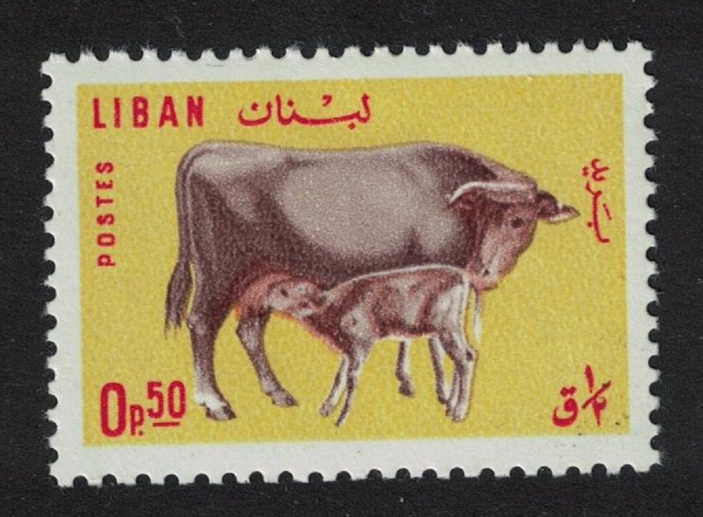 Lebanon Cow and calf Farm Animals 1965 MNH SG#884