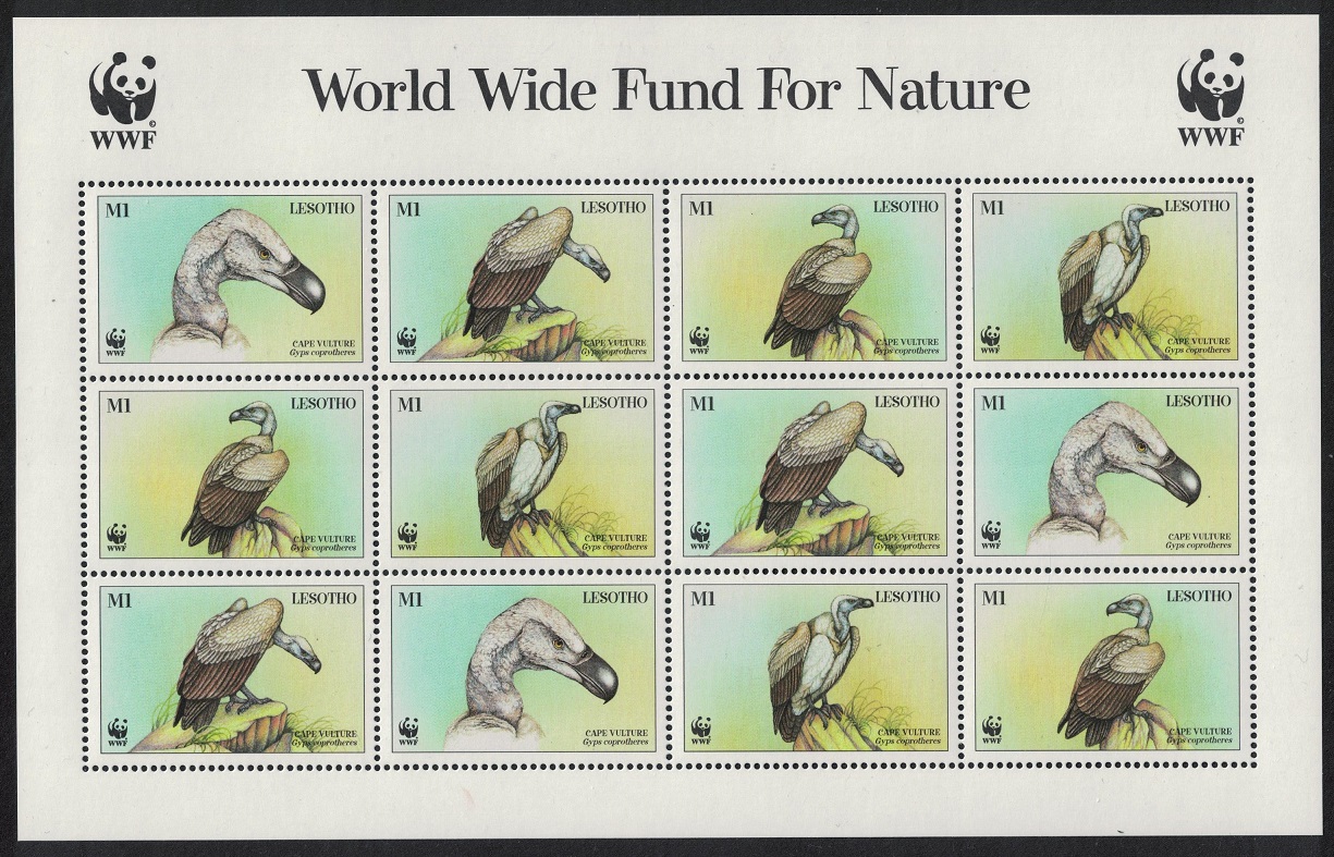 Lesotho WWF Cape Vulture Birds Sheetlet of 3 sets 1998 MNH SG#1378-1381 MI#1276-1279 Sc#1091 a-d